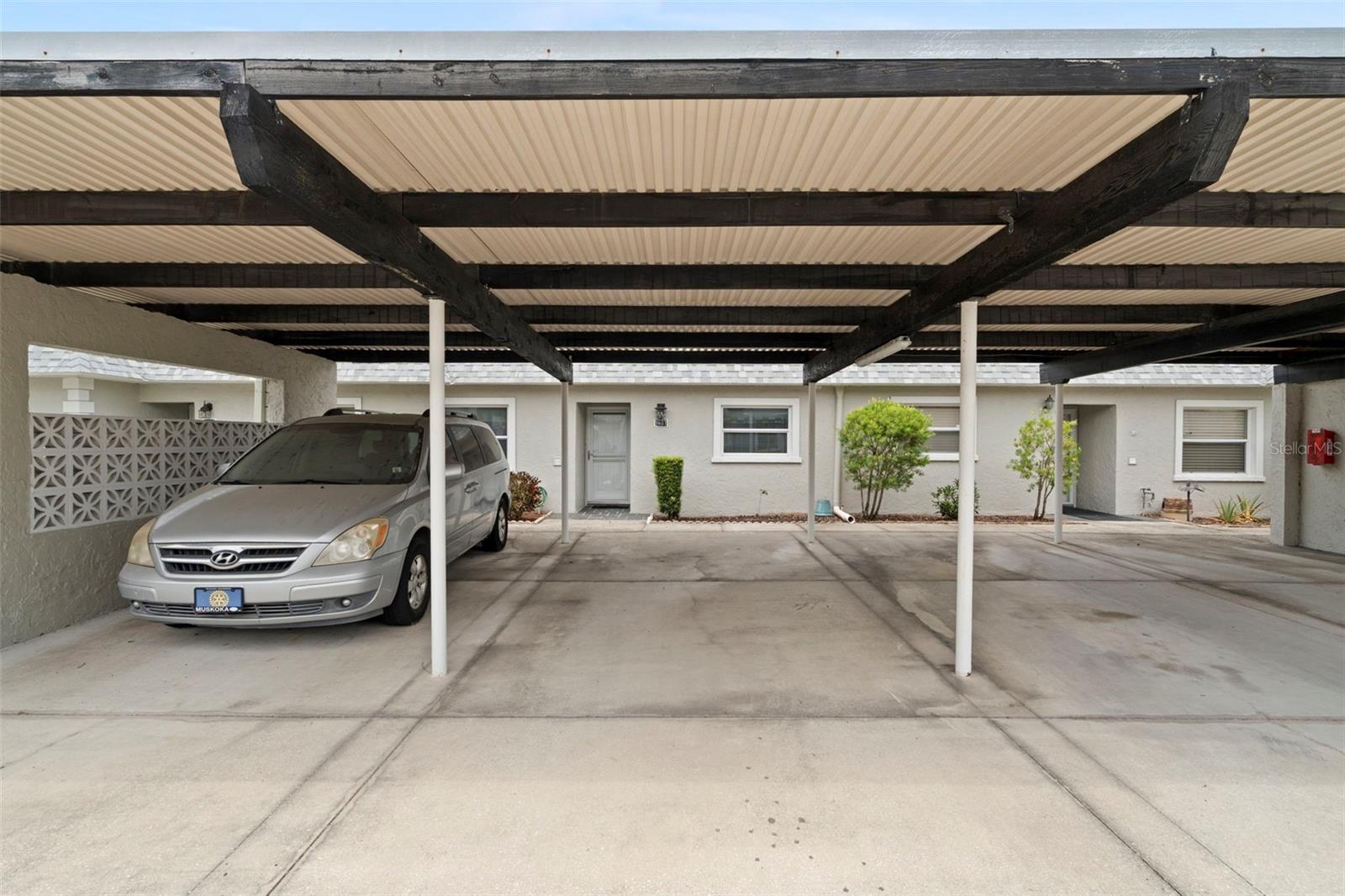 Carport directly in front of the unit