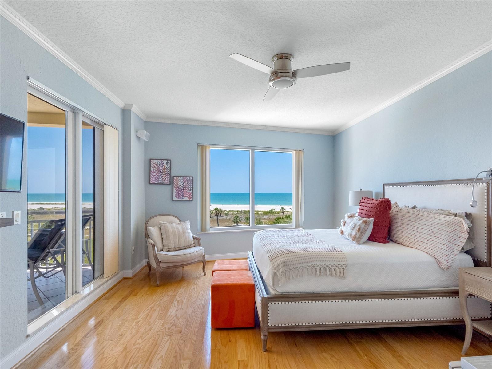 Primary Bedroom with Gulf View and sliders to Balcony