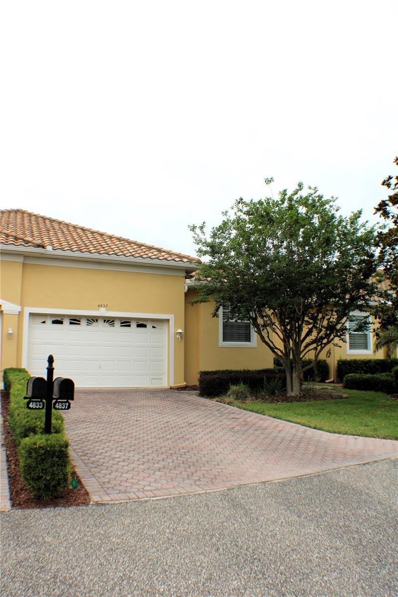 Stylish pavers in the driveway