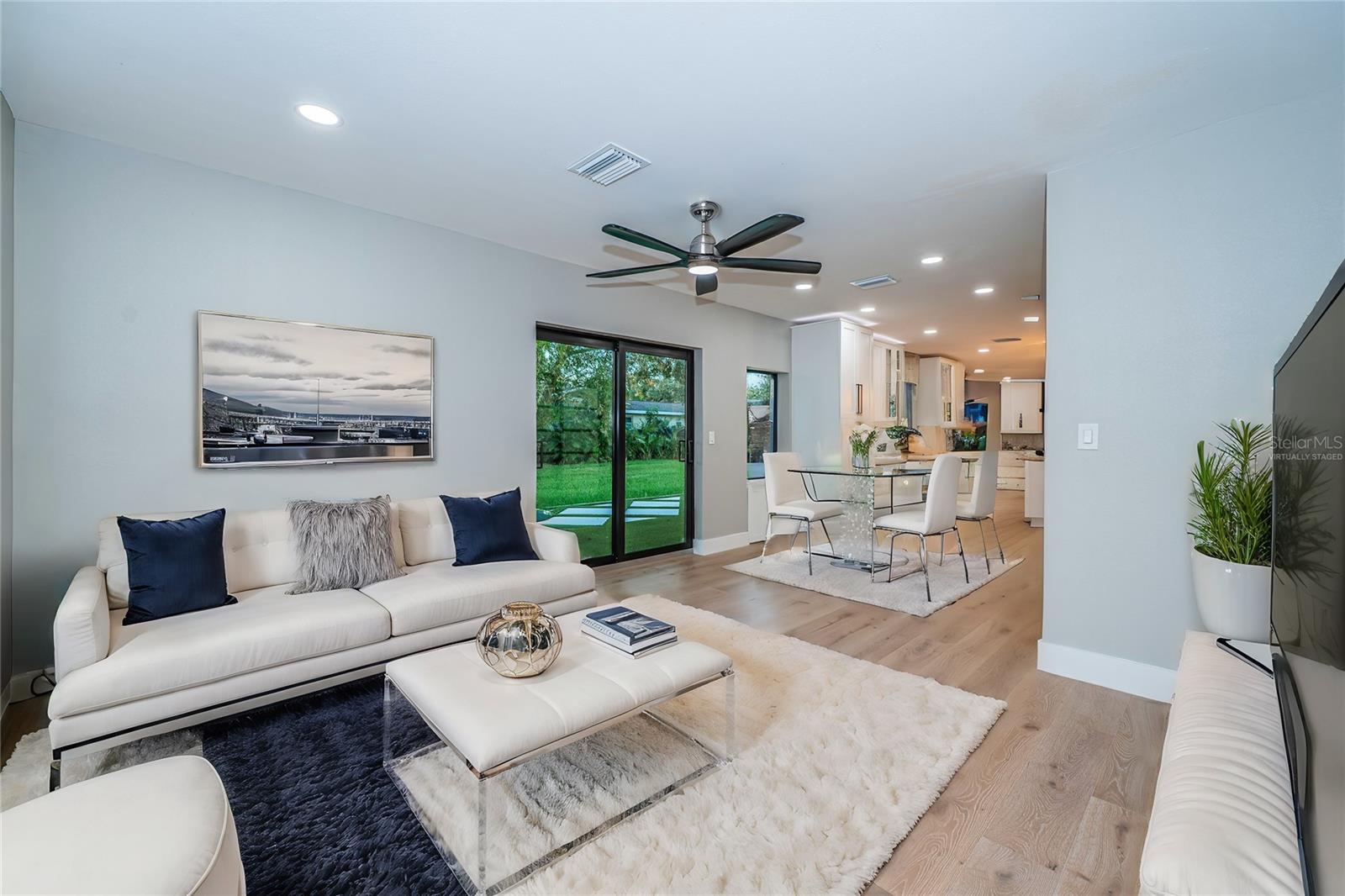 Virtually staged Family Room off the Kitchen