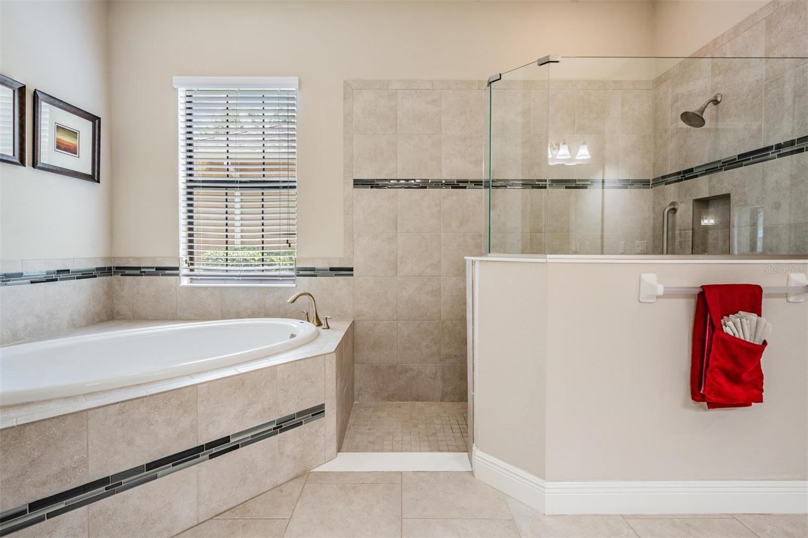 Large tun and walk-in shower