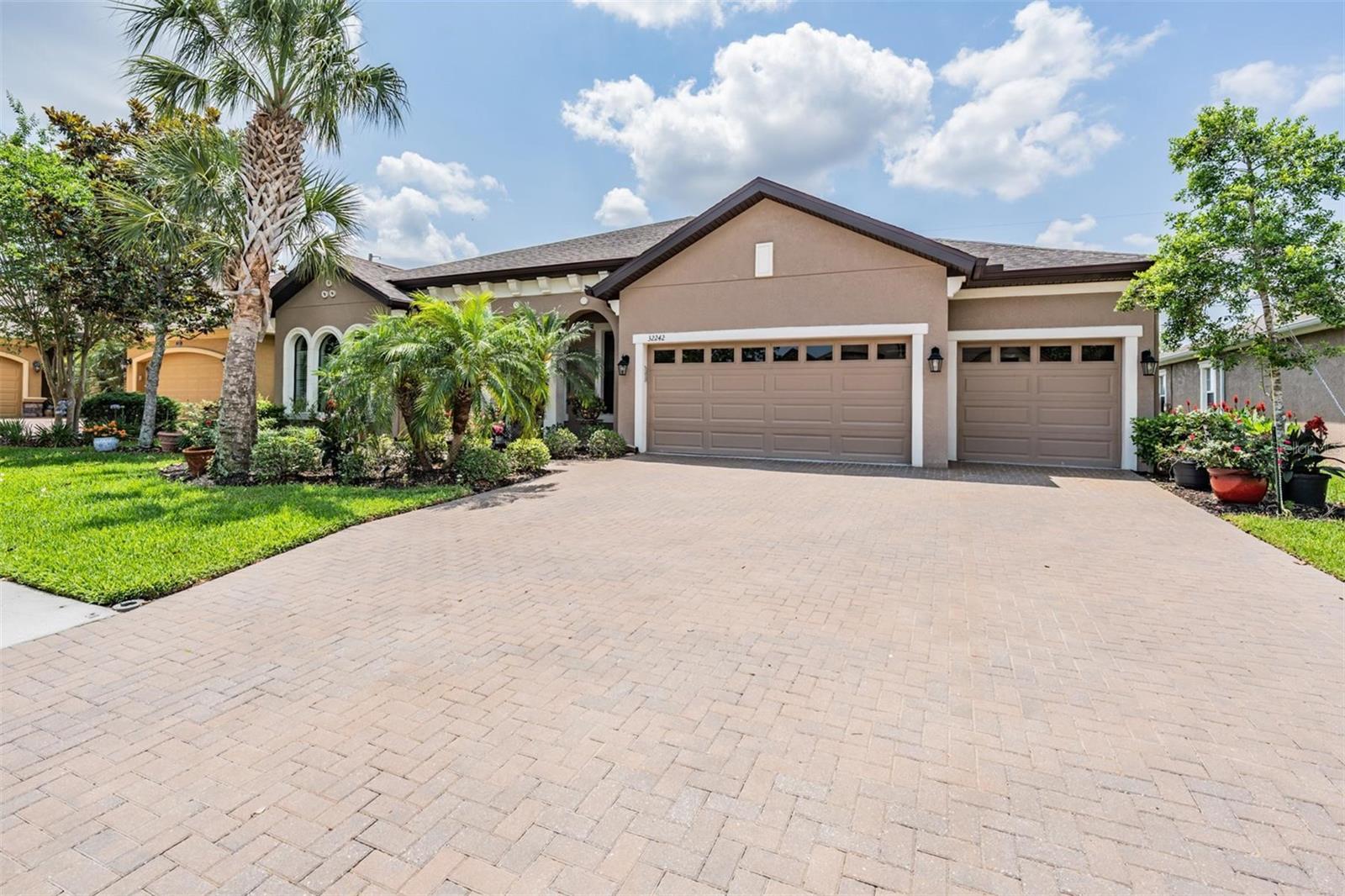 Large pavered driveway