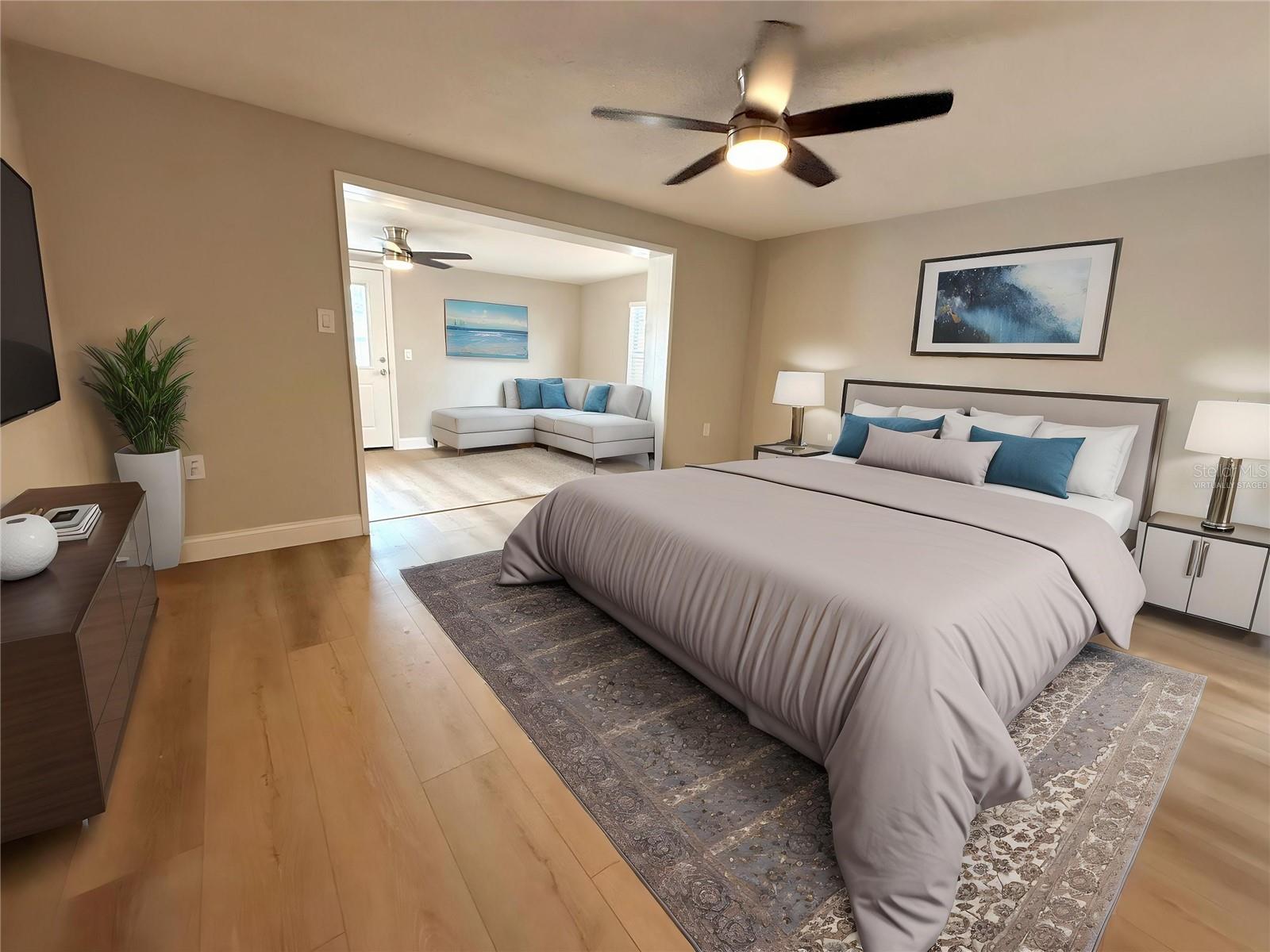 Virtually Staged Primary Bedroom