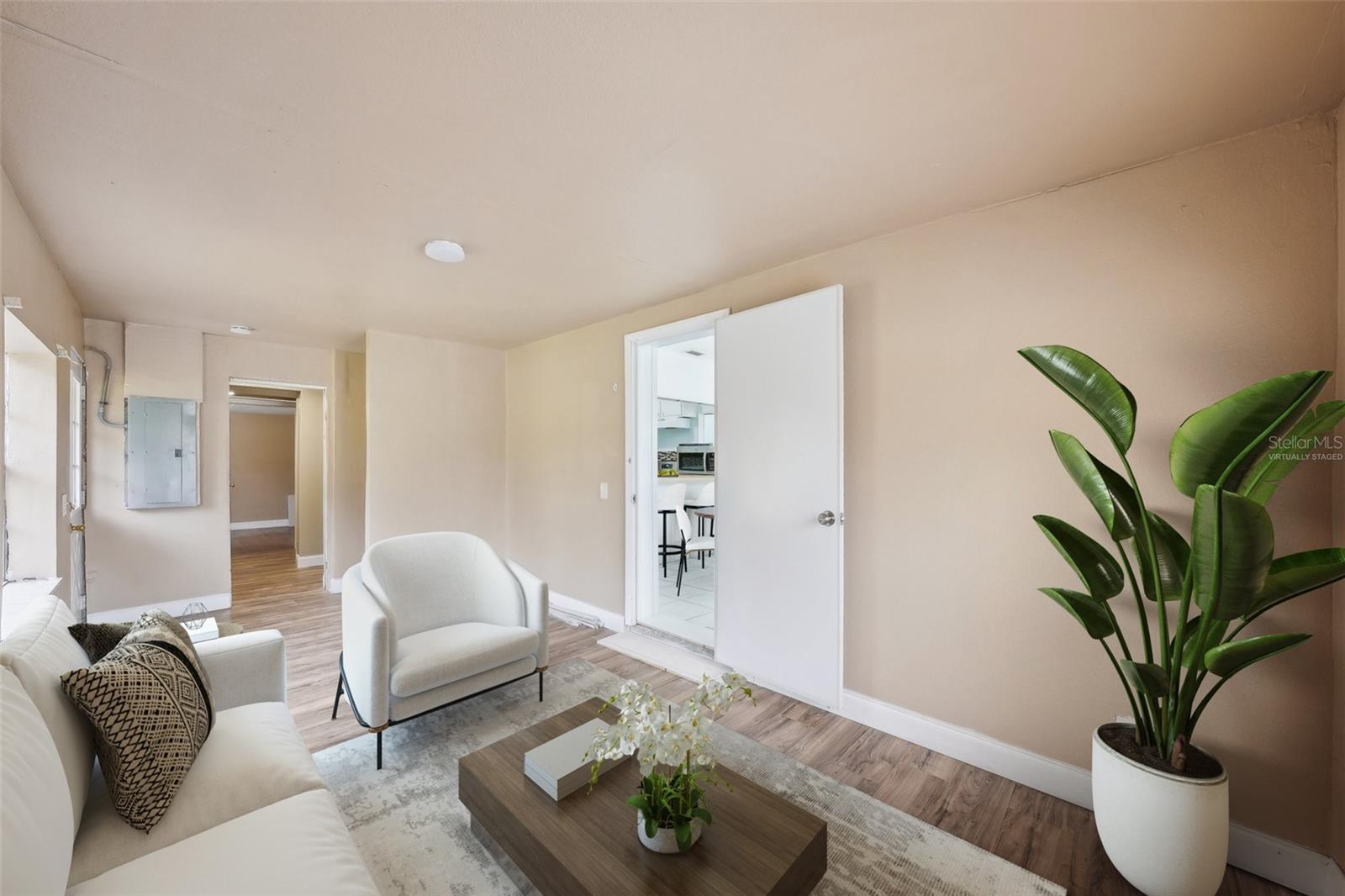 Virtually staged living room