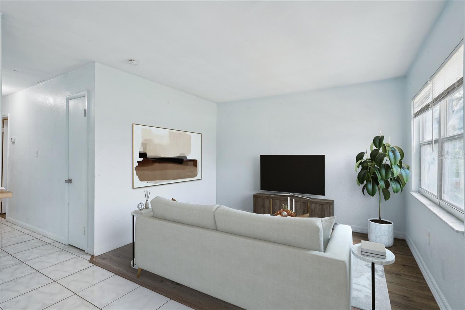 Virtually staged formal living room