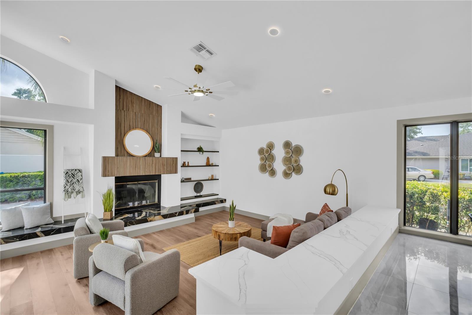 Living room with Sliders to your private Oasis