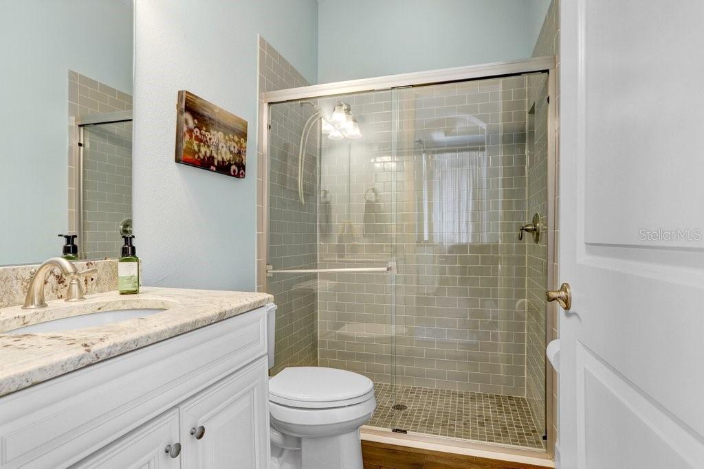 Bathroom near bedroom 3, doubles as pool bath.