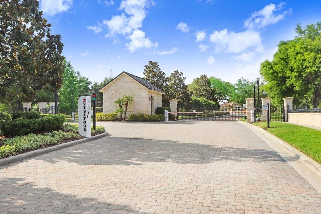 Gatehouse at neighborhood entry off of S Mobley.