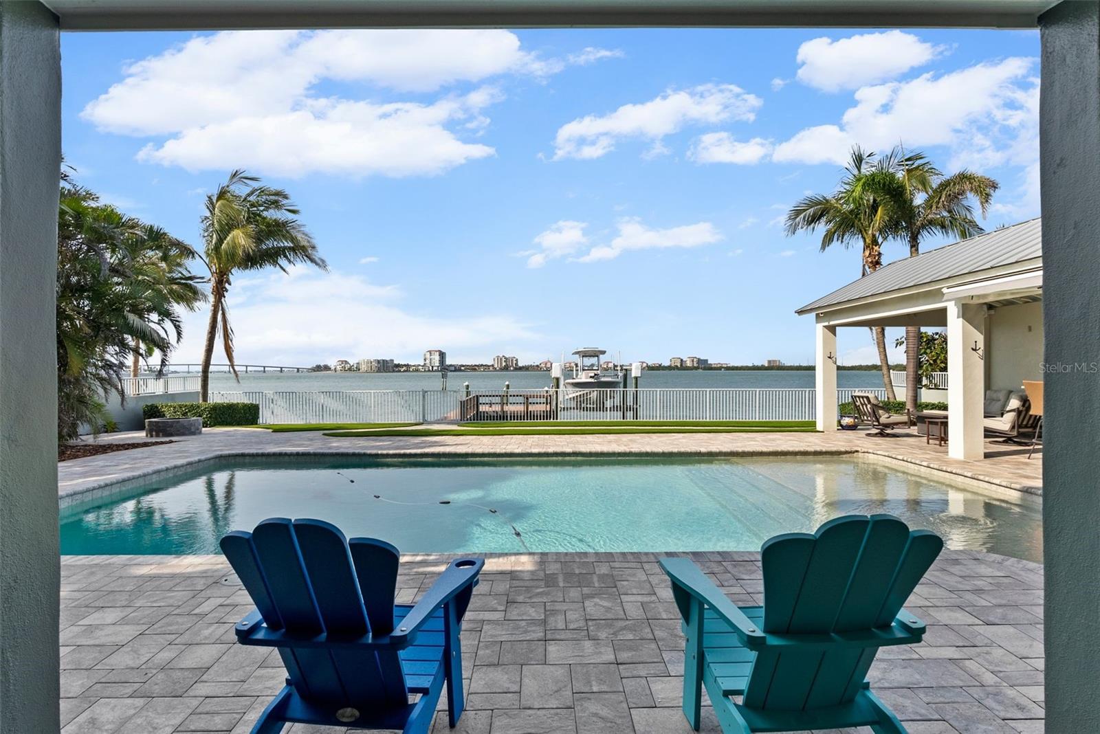 One of two covered outdoor living areas.