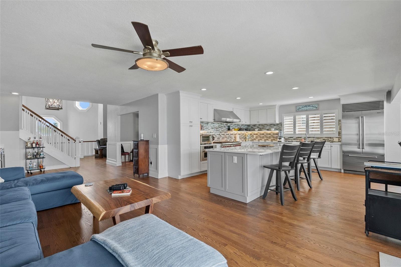 Open concept with huge bar island.