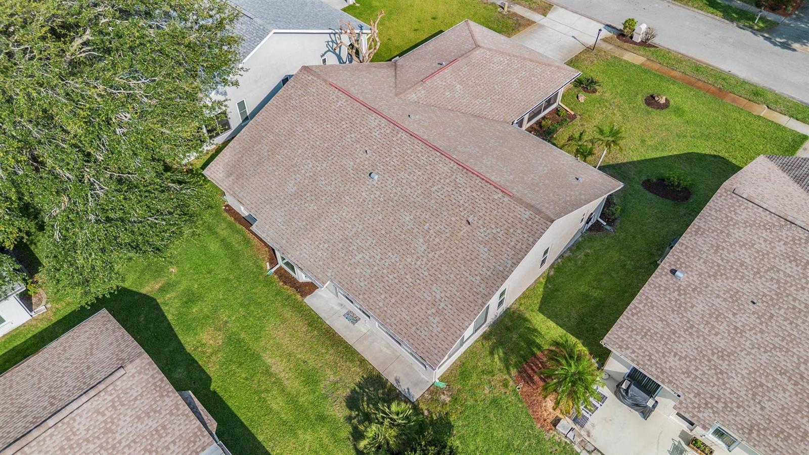 Aerial view of the house.