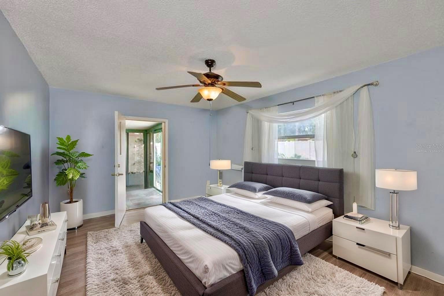 Primary Suite with Private Access to the Lanai, Virtually Staged