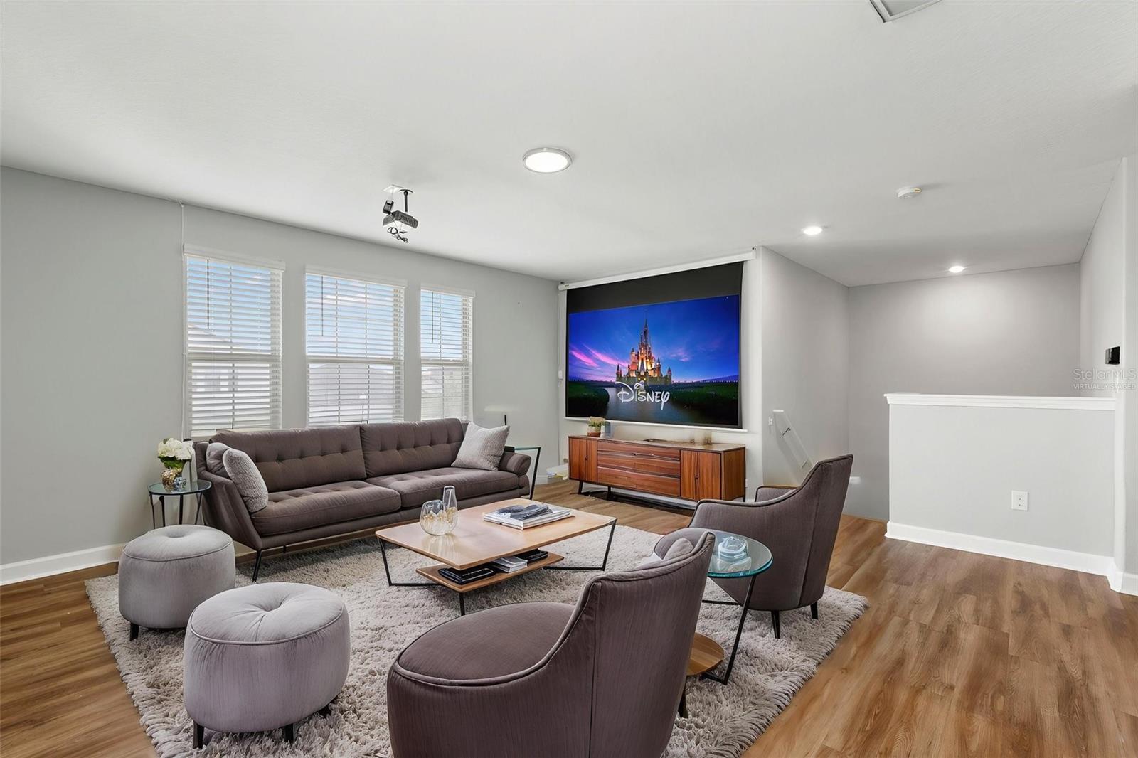 Virtually Staged - Loft with Projector and Screen