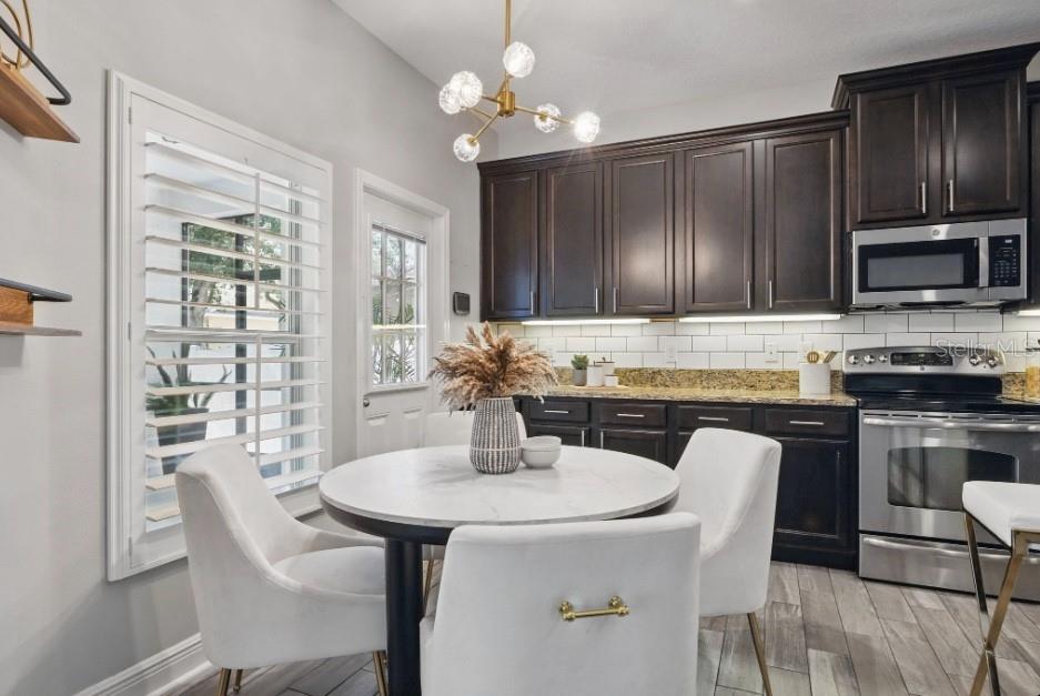 Dinette overlooking backyard