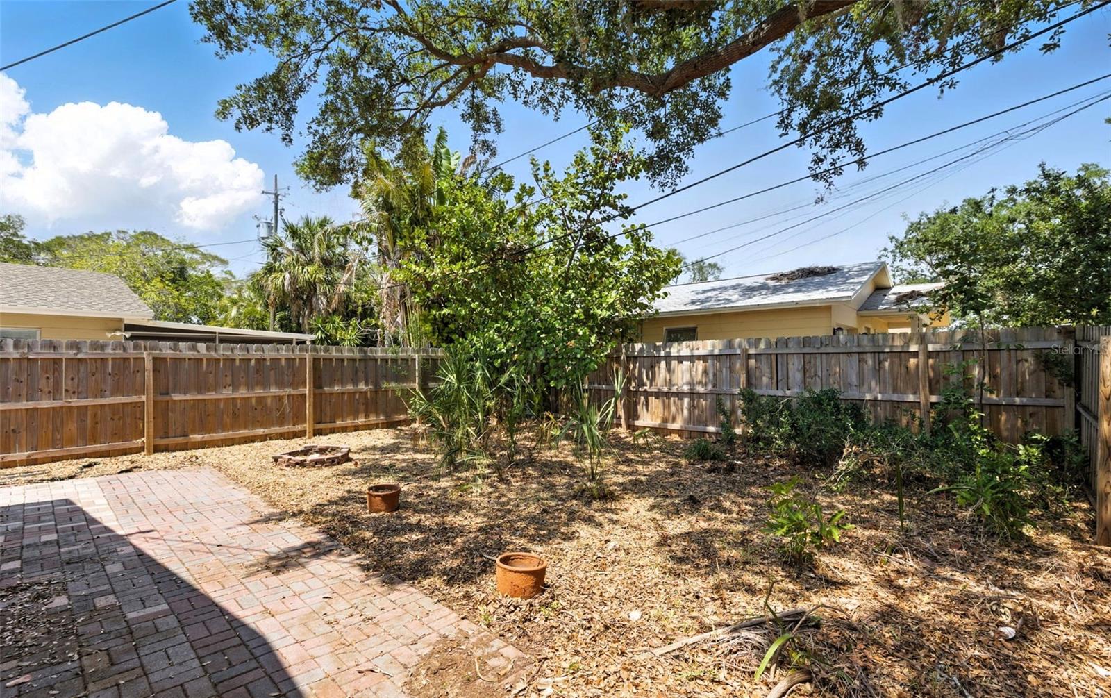 Tree-filled yard.