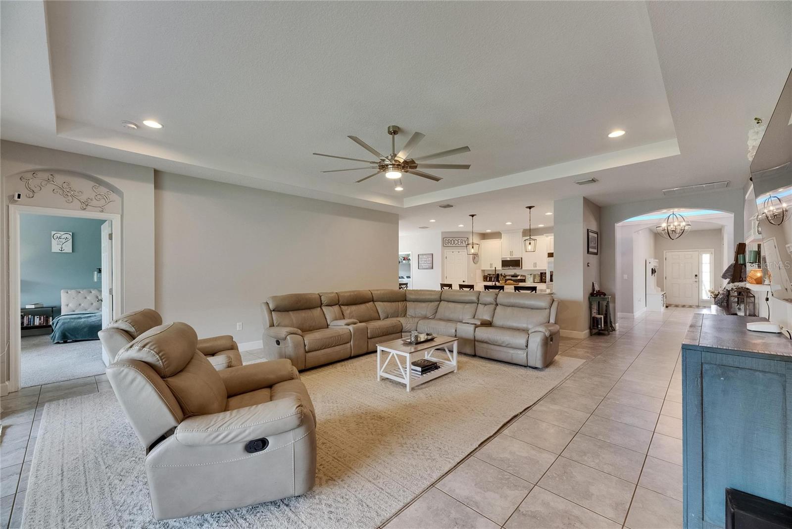 Open Living room overlooks kitchen