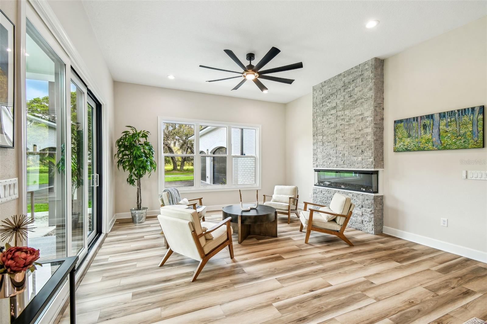 Great room with electric fireplace