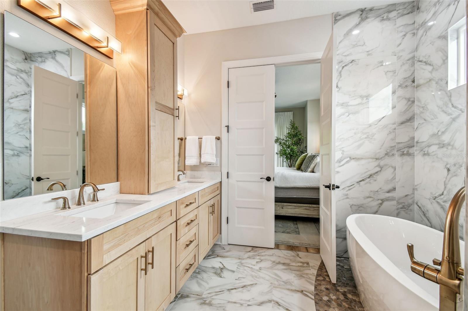View from shower into the Master bedroom