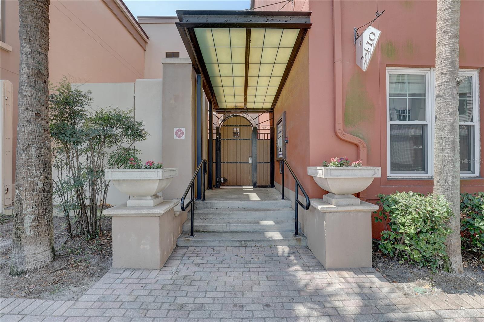 Front Secured entry to building