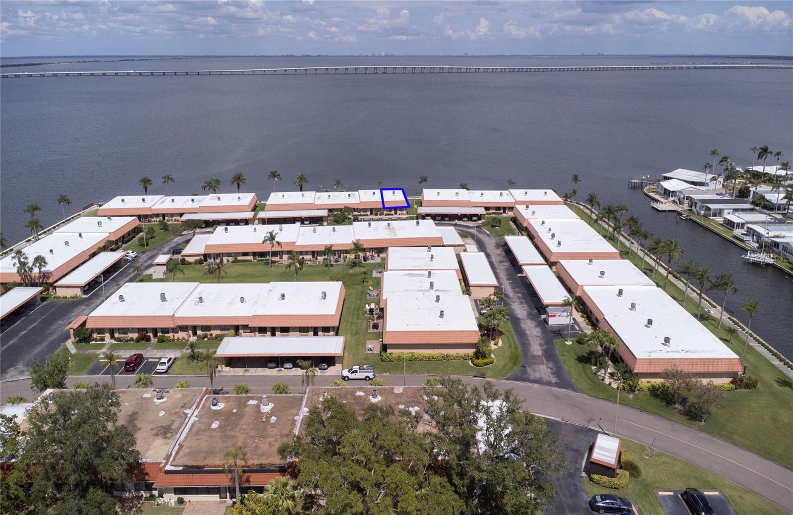 Aerial view of Association 13. Blue rectangle highlights unit.