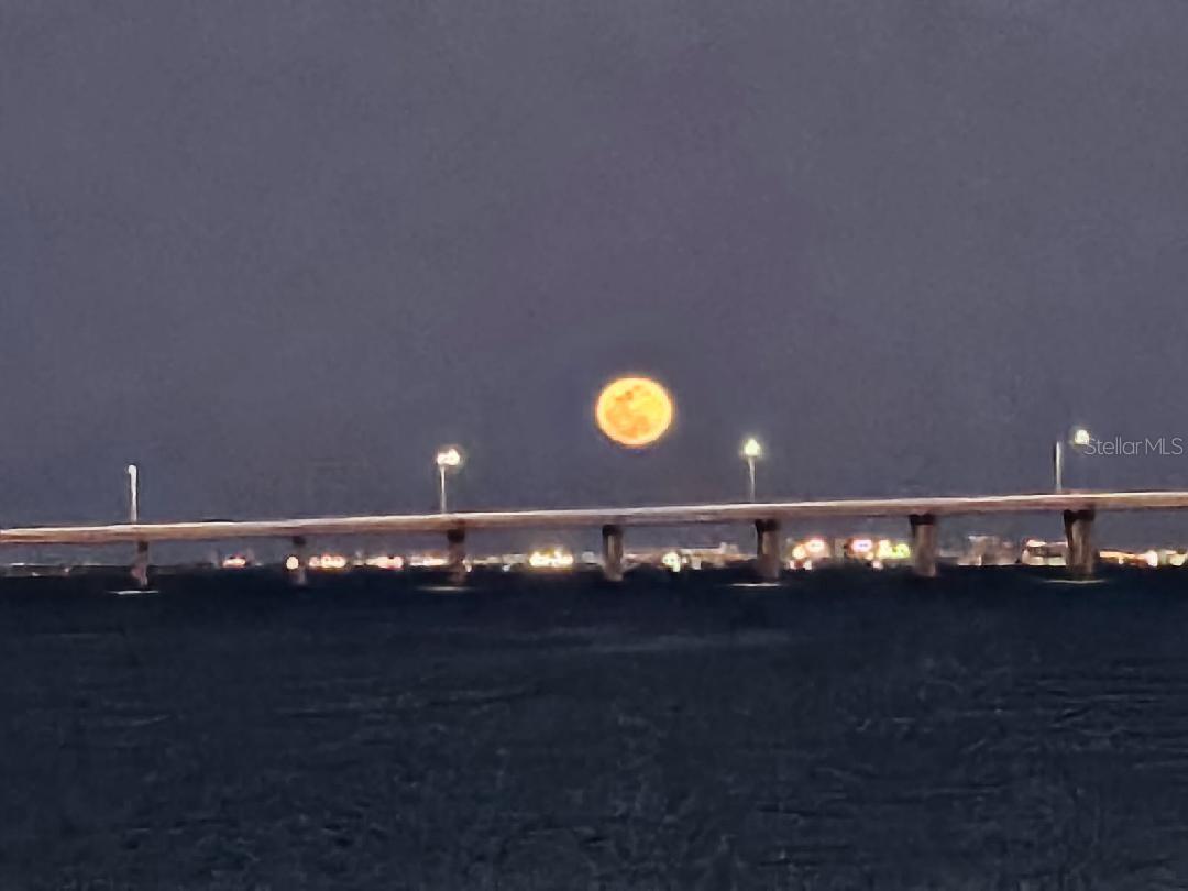 Supermoon over bay