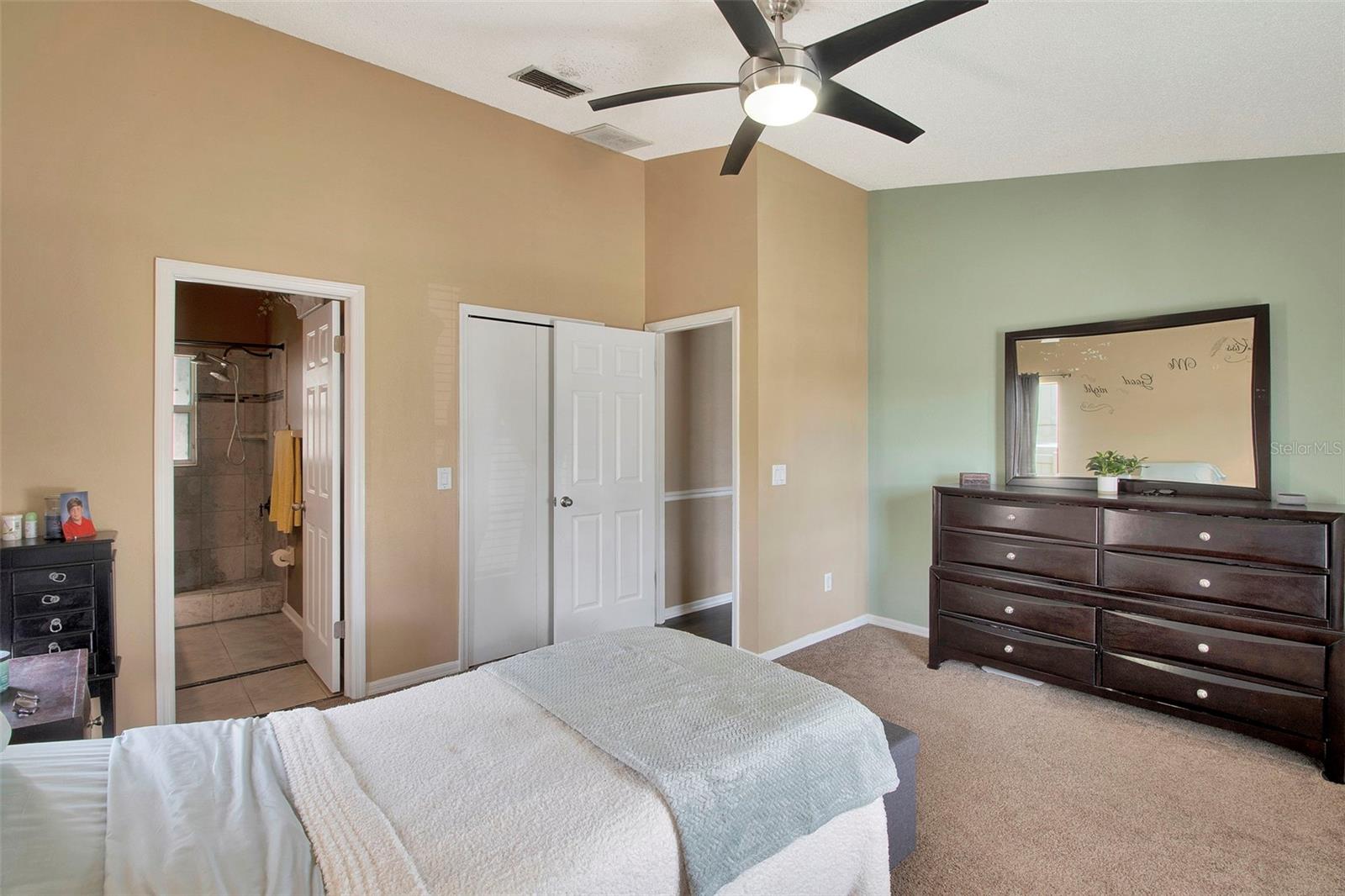 Primary bedroom with walk-in closet and en-suite bathroom