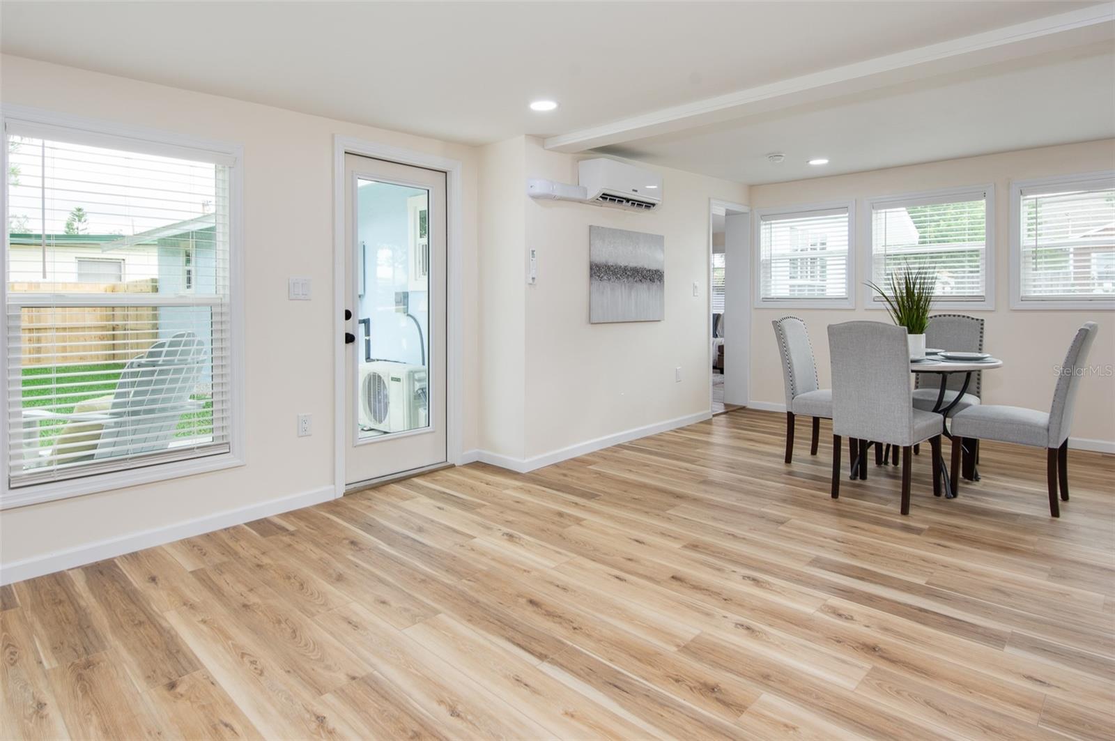 Kitchen with view of patio