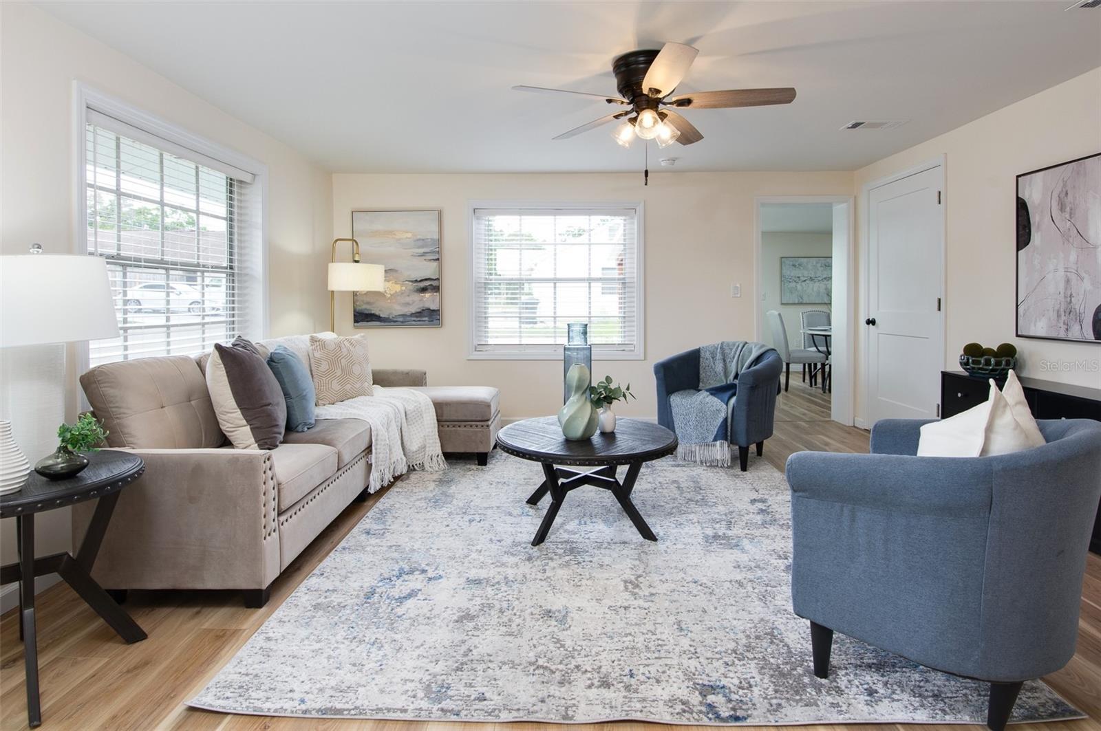 Living Room with view toward kitchen