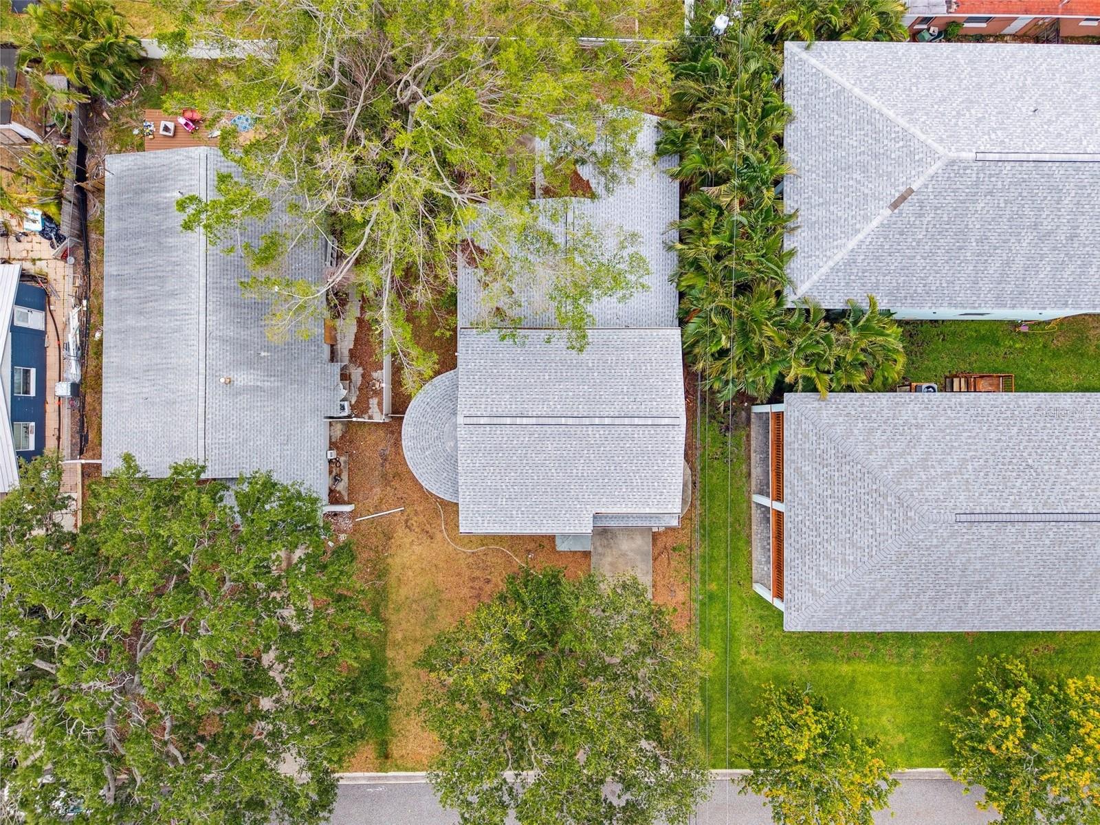 Aerial view of home showing newer roof