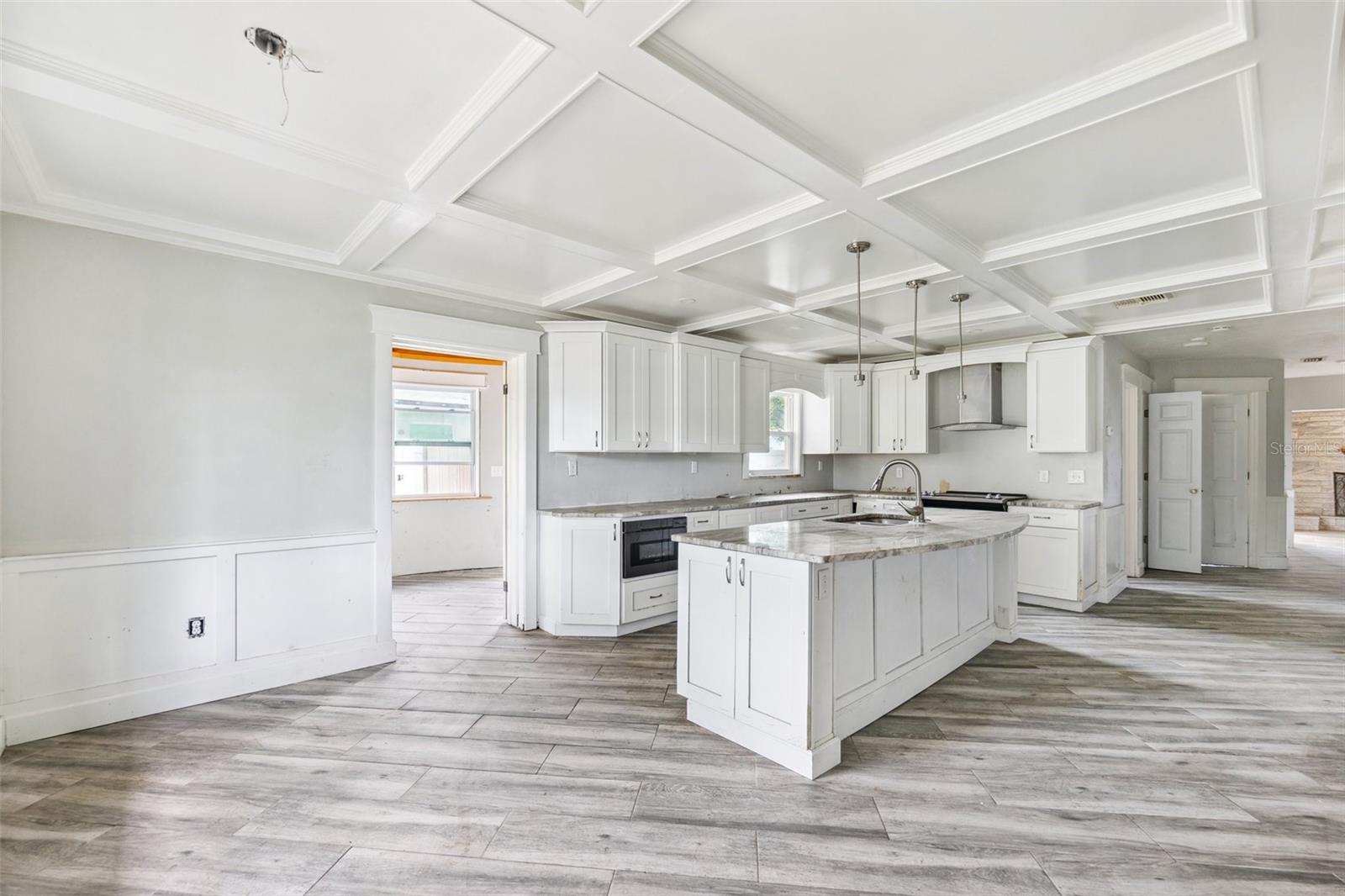 Large kitchen and dining combo area