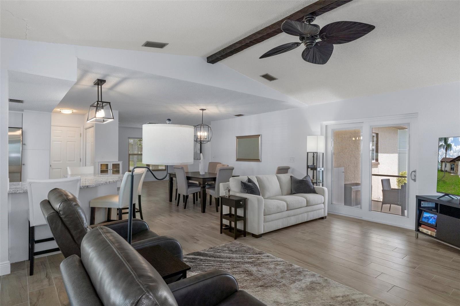 Family Room with NEW sliding doors to Lanai