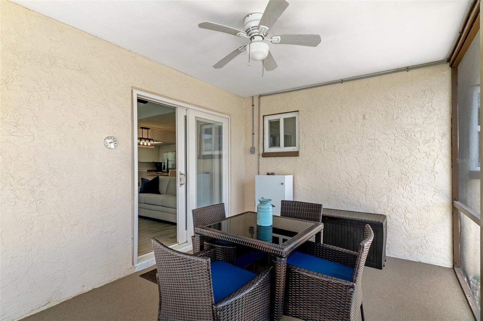 Screened Lanai with NEW Sliders and NEW Outdoor Carpeting