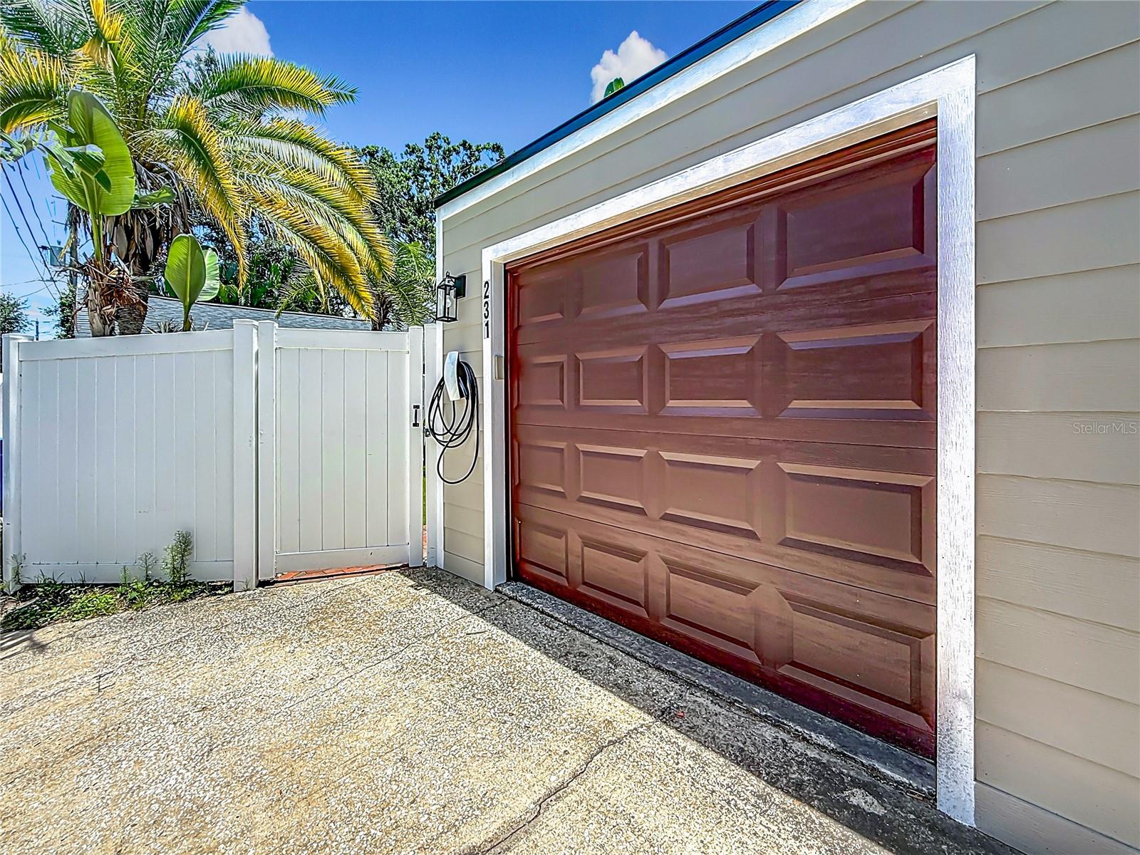 Tesla charger and garage entance