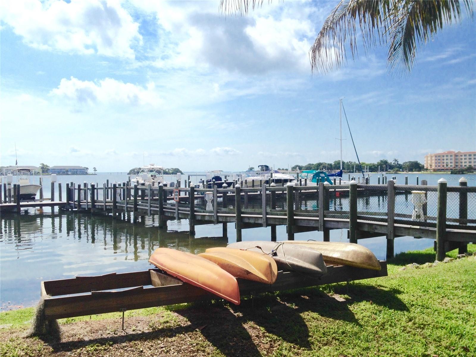 Kayak racks, dock and boat slips