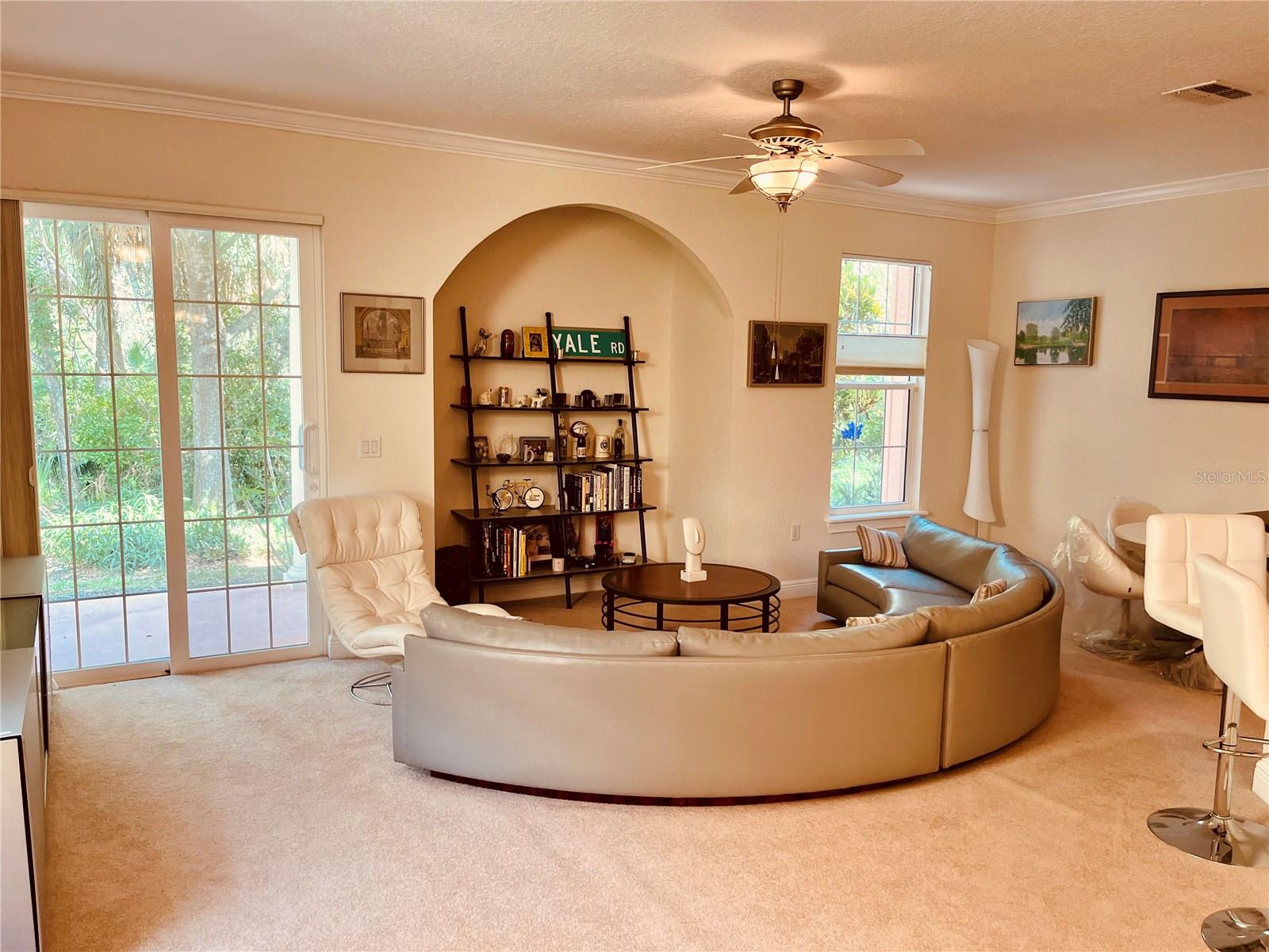 Family room with sliding door to the patio