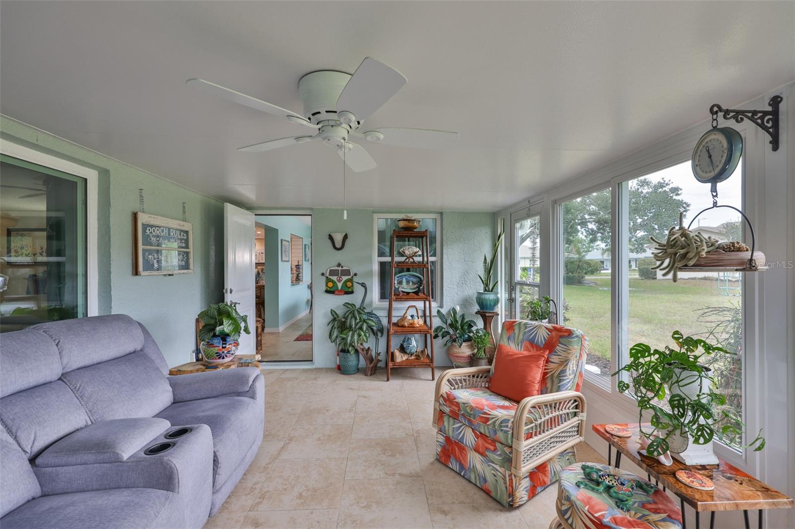 Lanai with new Ceiling Fan