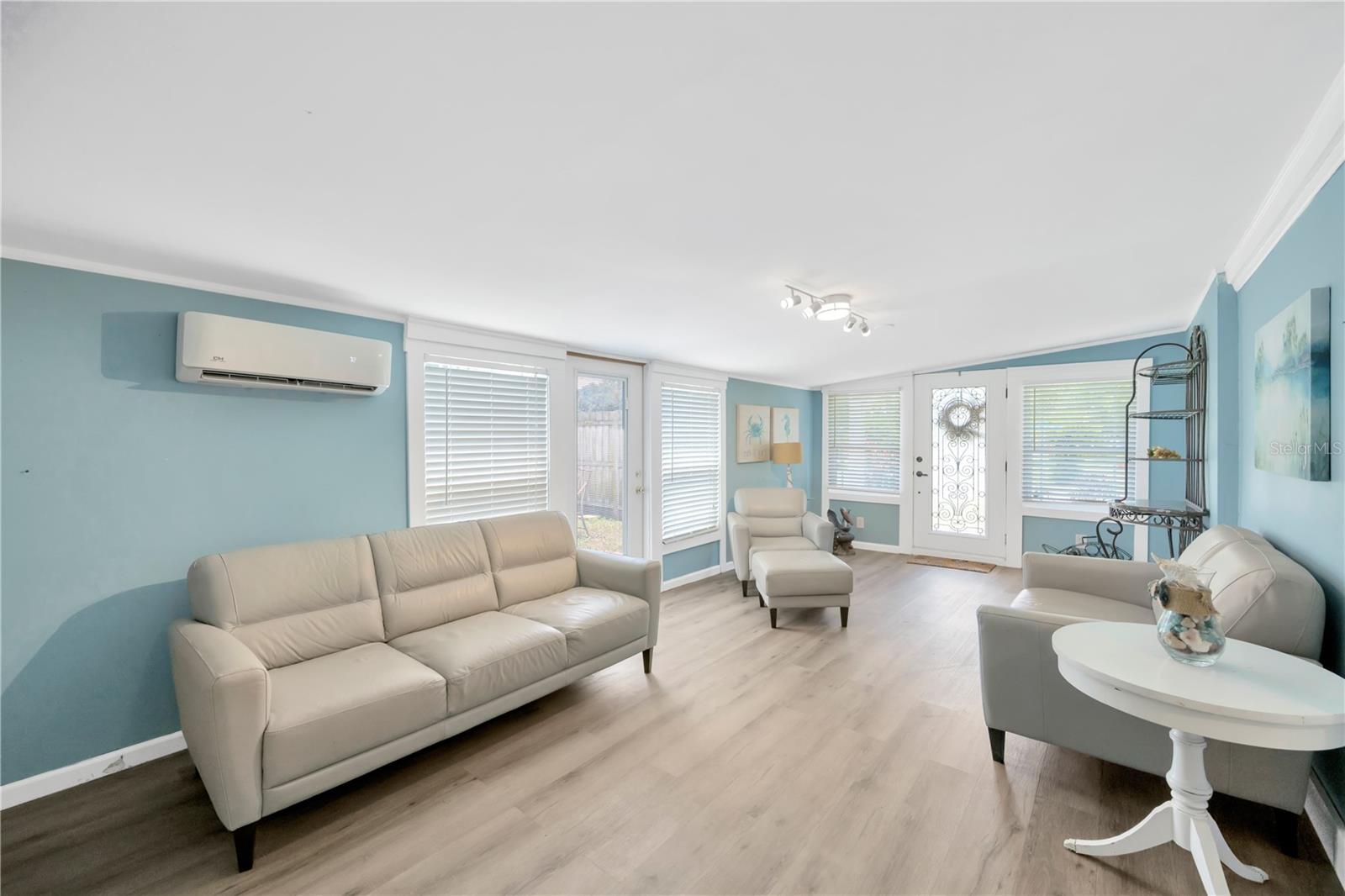 Energy-efficient PGT vinyl windows with Low-E insulated glass (2019). The ductless mini-split AC/Heating system (2021) ensures year-round comfort