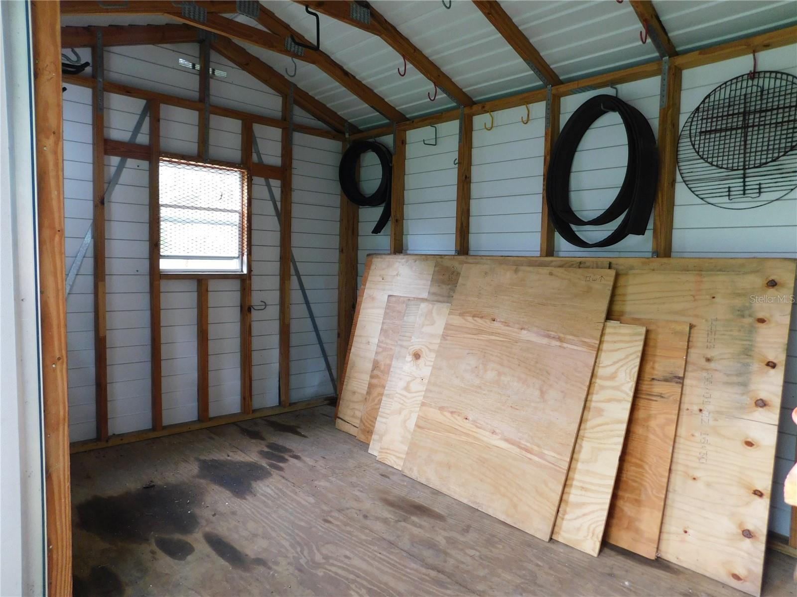 Inside shed