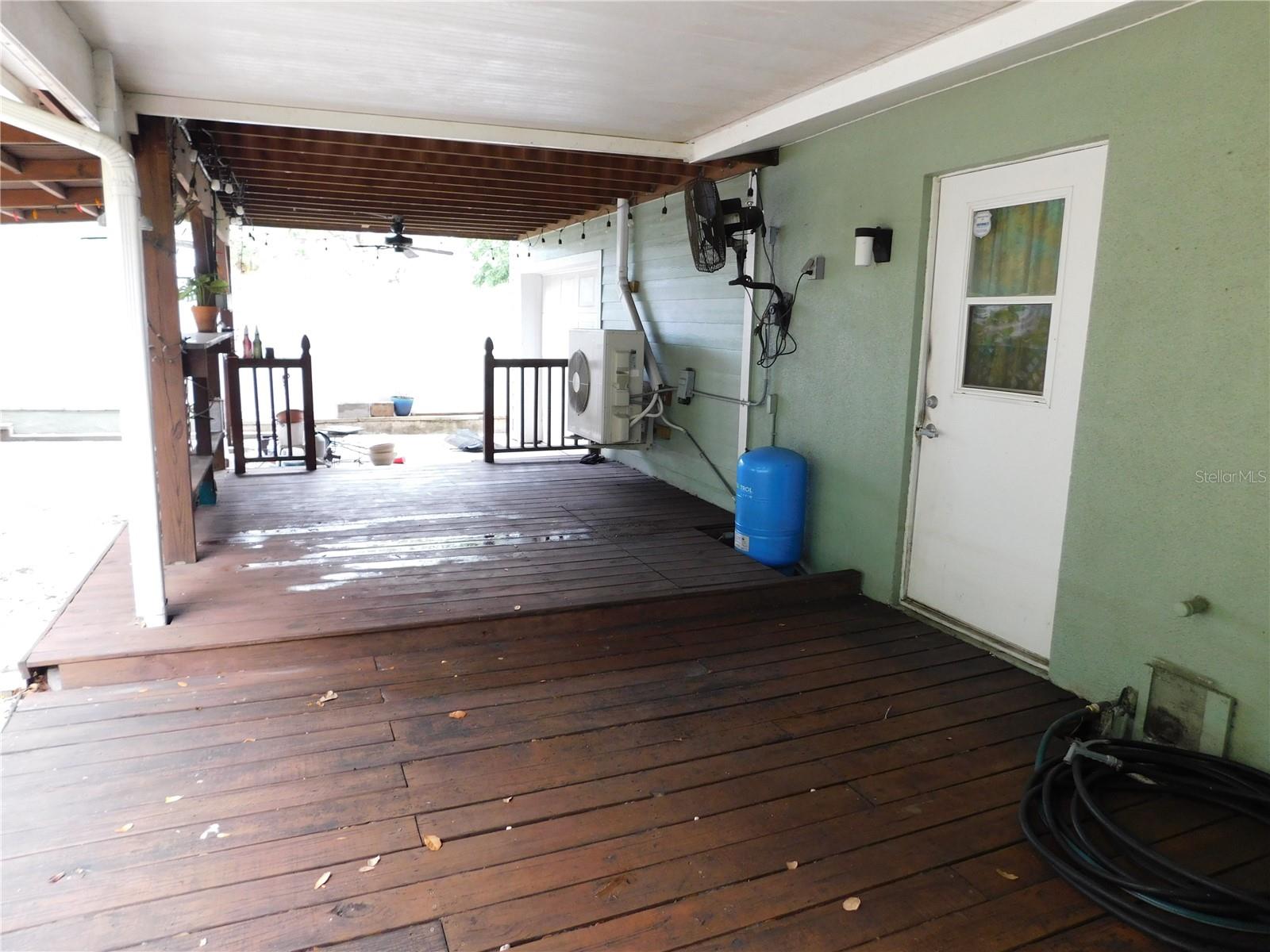 Covered deck off of Dining room and garage