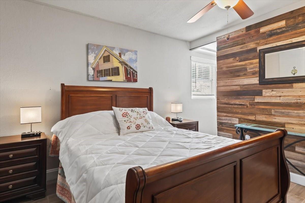 Primary Bedroom-Wood Feature Wall