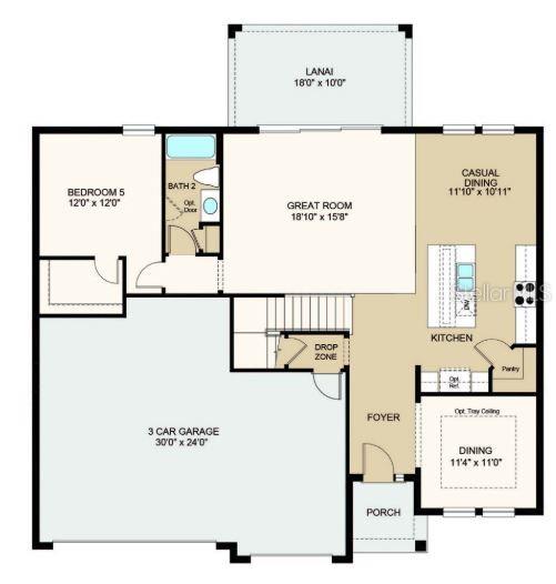 Structural options added include: covered extended lanai, gourmet kitchen, pocket sliding glass doors, study, shower in place of tub and bath 2, shower in place of tub at bath 4.