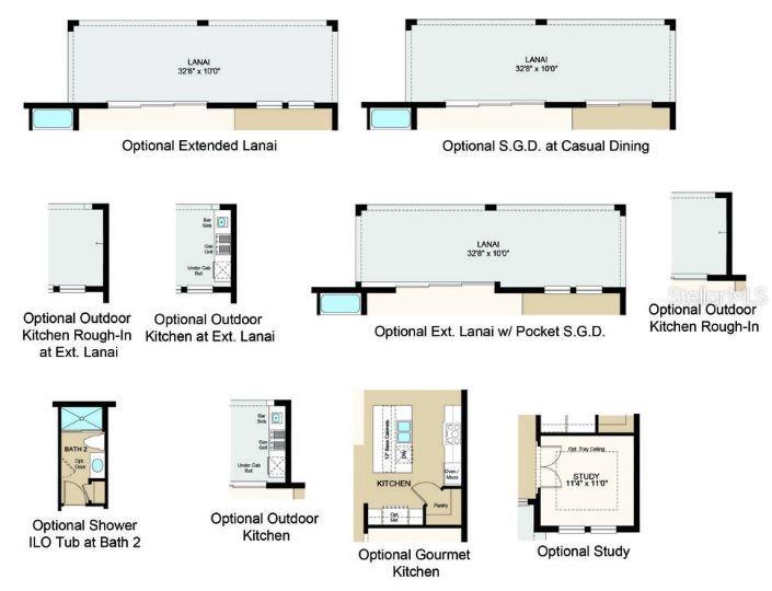 Structural options added include: covered extended lanai, gourmet kitchen, pocket sliding glass doors, study, shower in place of tub and bath 2, shower in place of tub at bath 4.