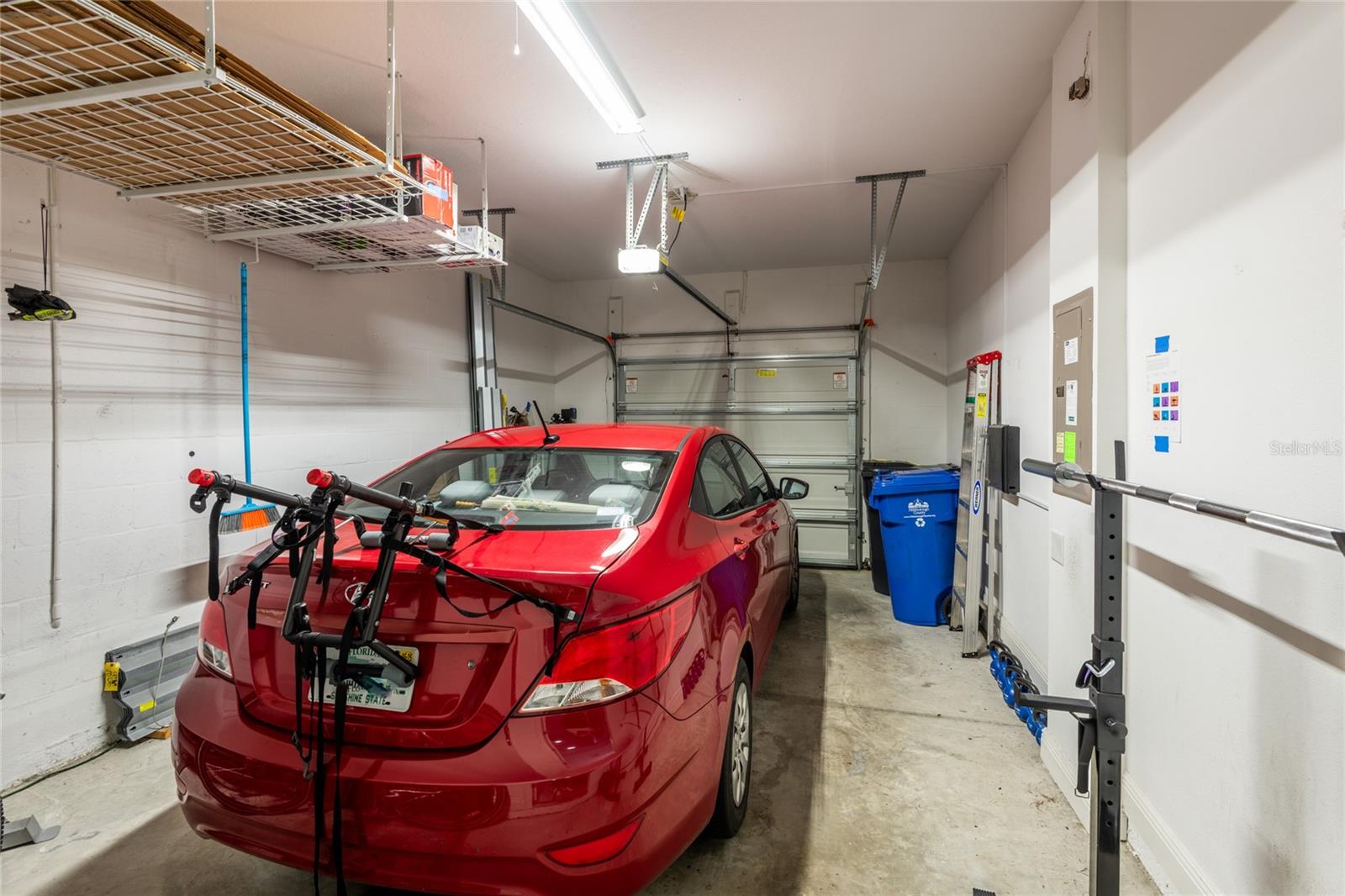 Oversized single car garage with storage