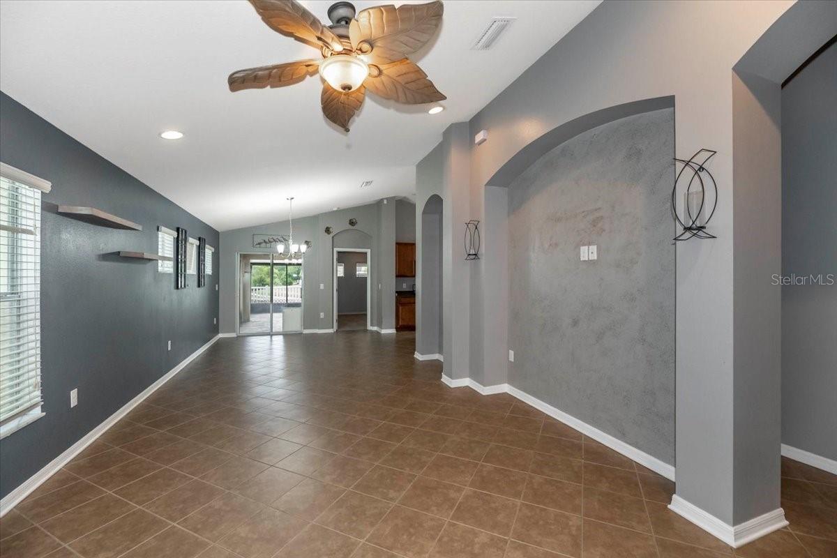 From front door looking at the living and dining room combo