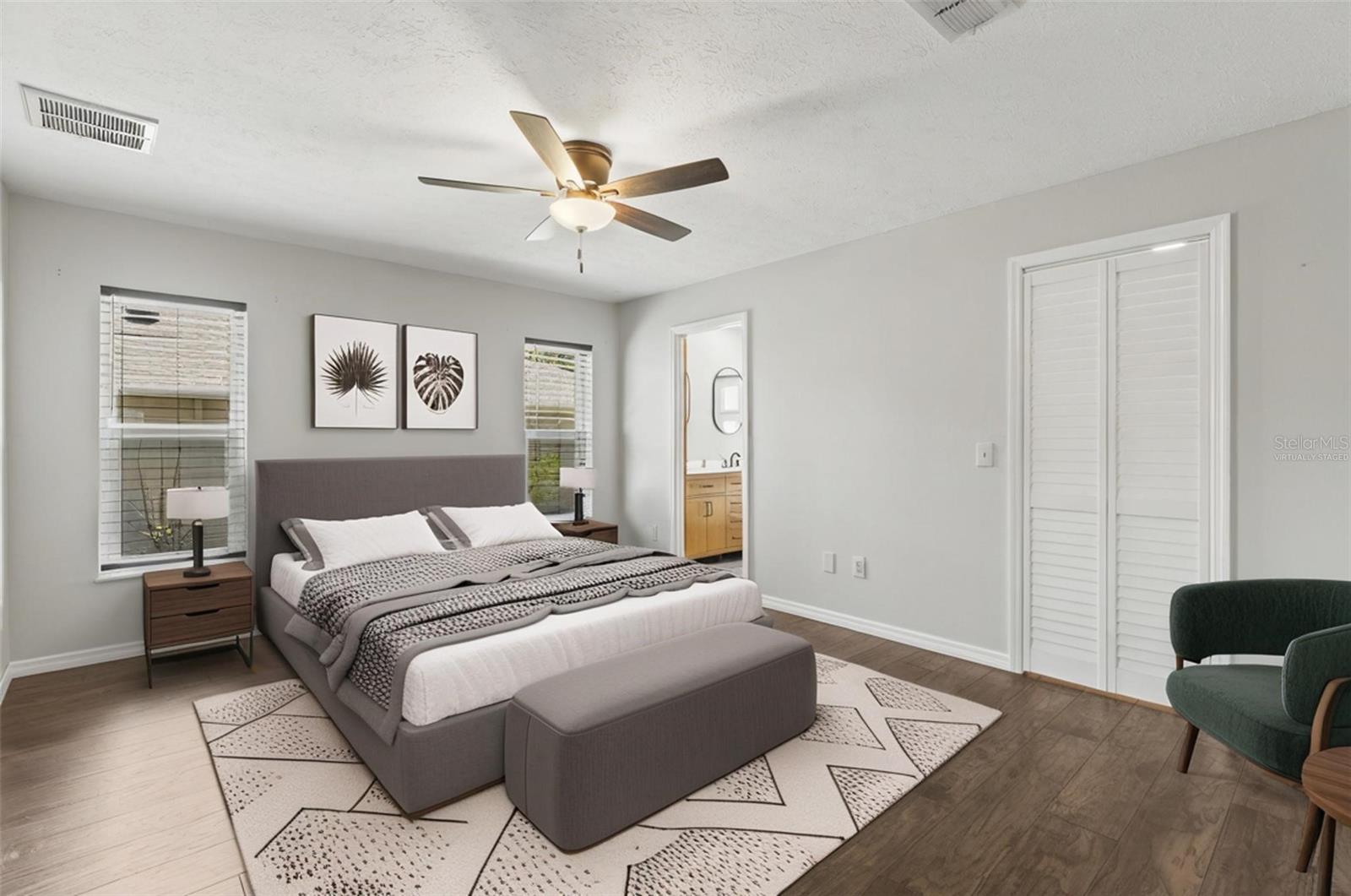 Primary suite virtually staged