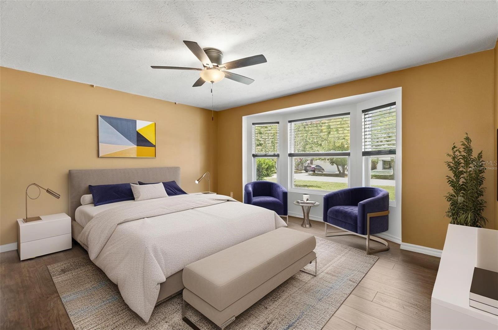 Virtually staged bedroom