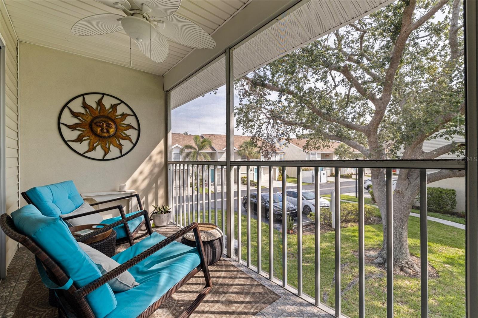 Living room with door to private patio