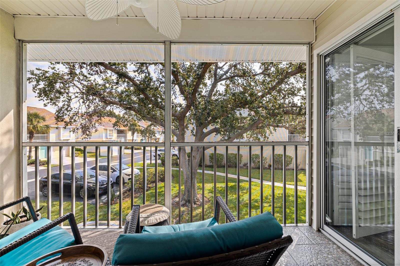 Living room with door to private patio