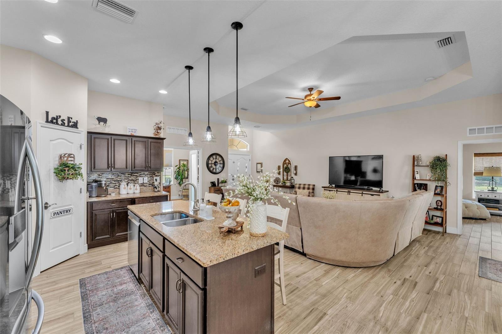 Kitchen and family room