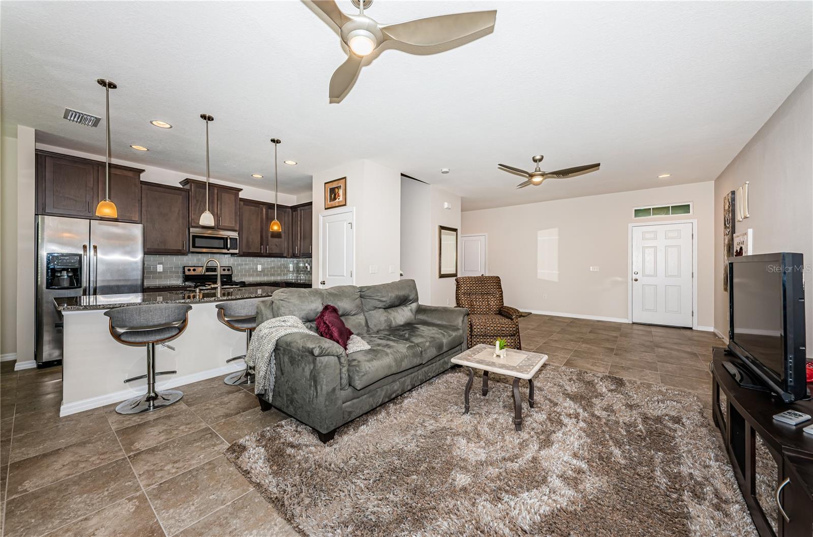 living room and open area for additional dining table
